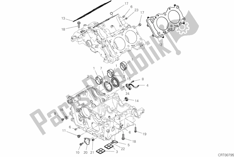 All parts for the 09b - Half-crankcases Pair of the Ducati Superbike Panigale V4 S USA 1100 2019
